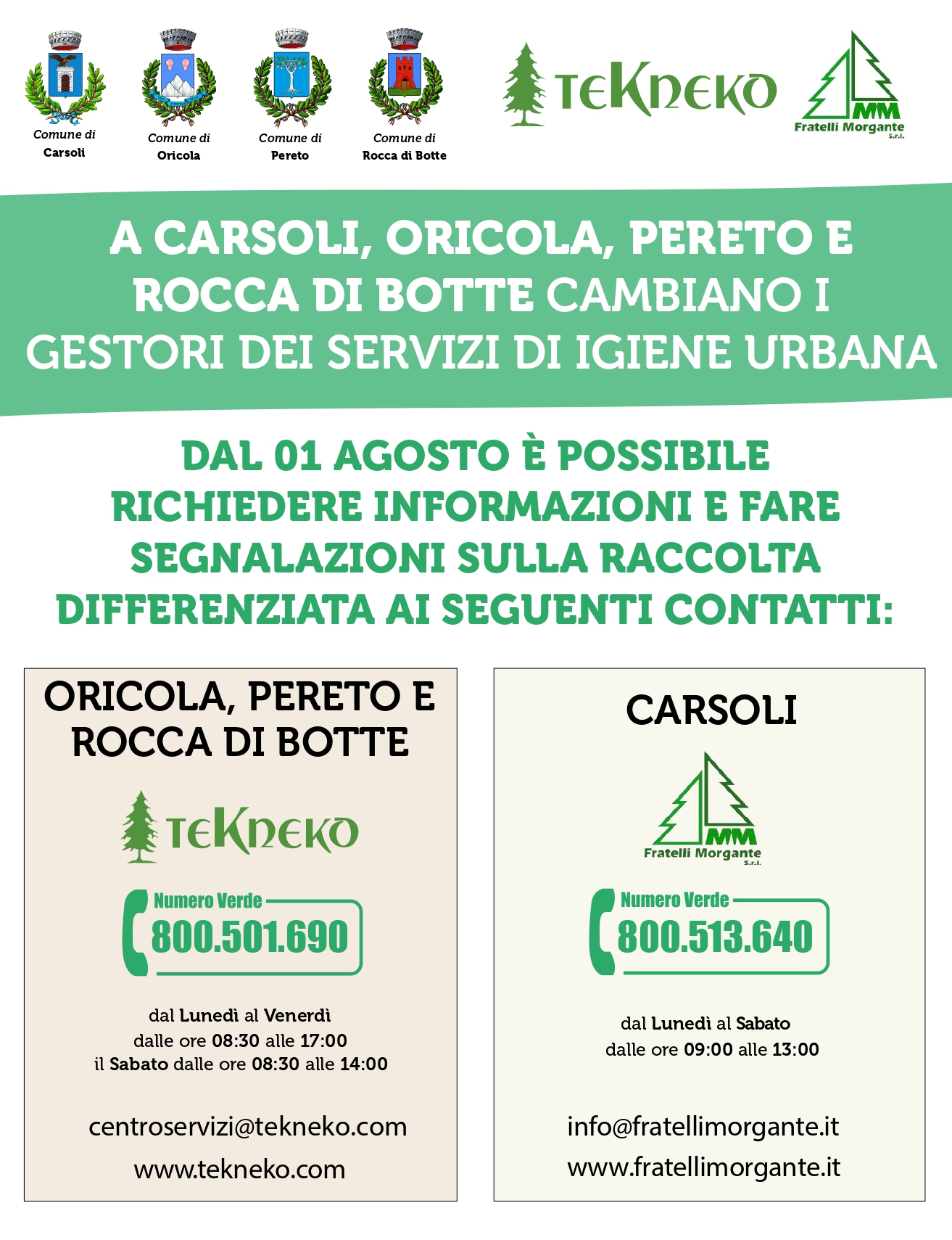 Avviso nuovo gestore