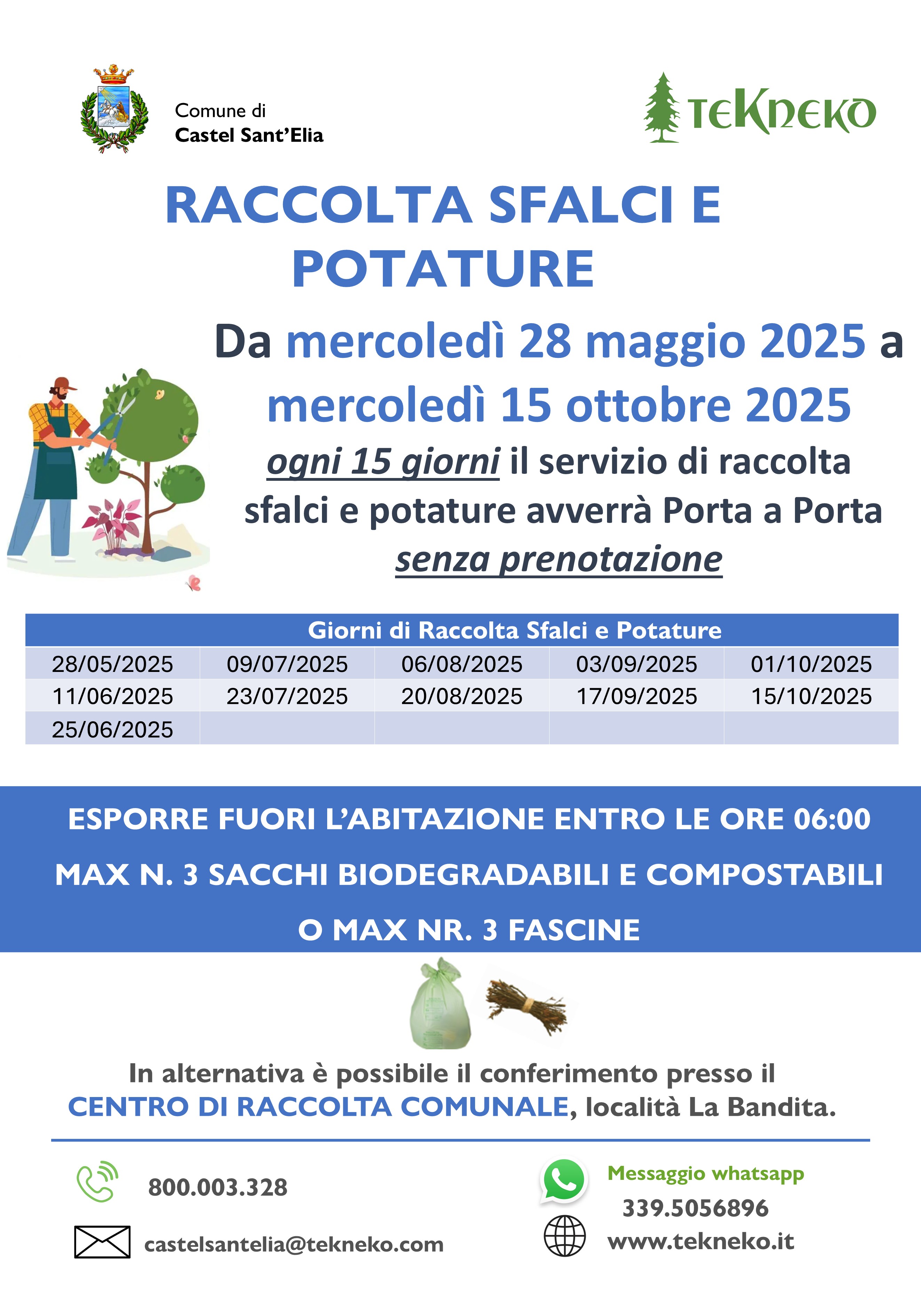 Avviso raccolta SFALCI E POTATURE Porta a porta