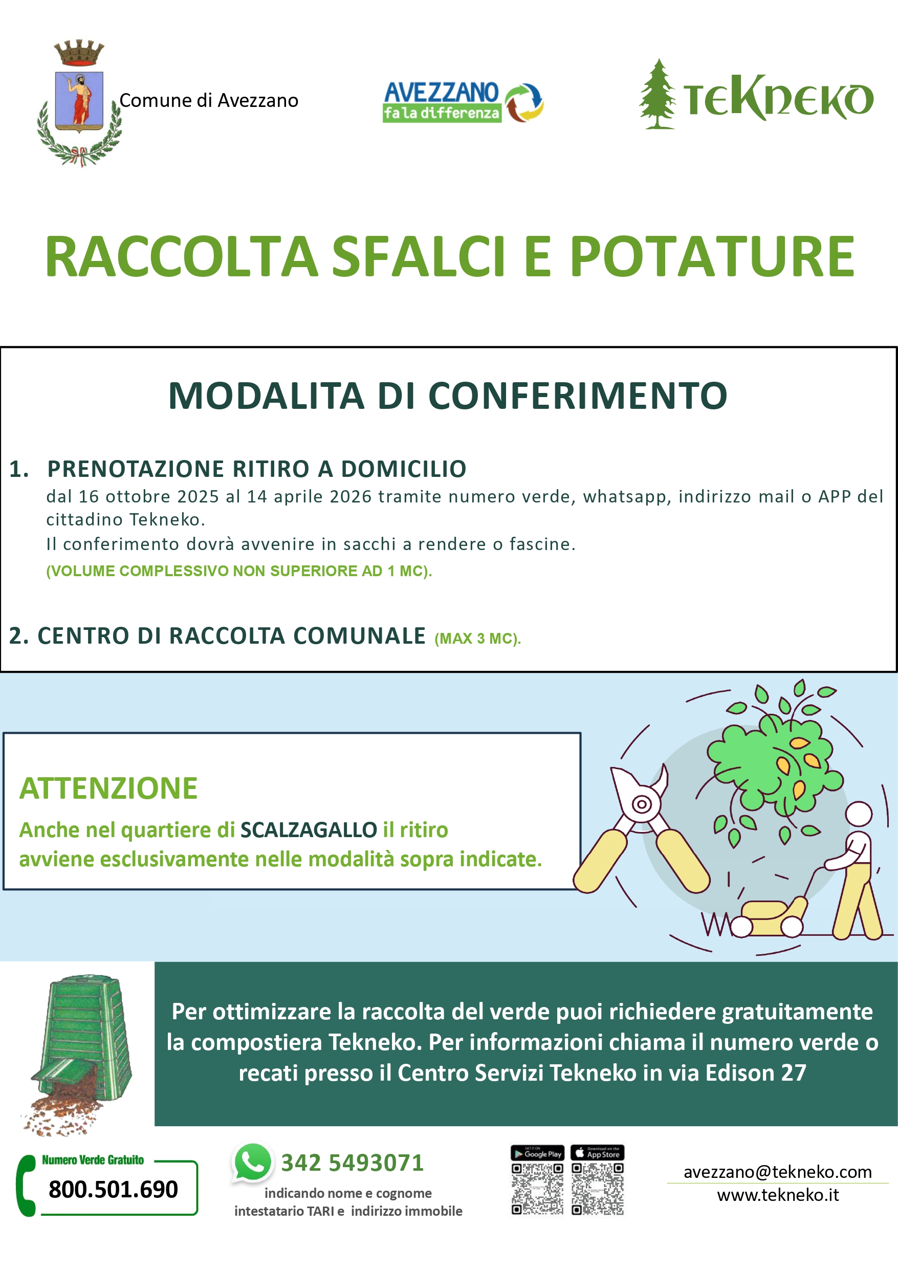 RACCOLTA SFALCI E POTATURE PERIODO INVERNALE NEL COMUNE DI AVEZZANO