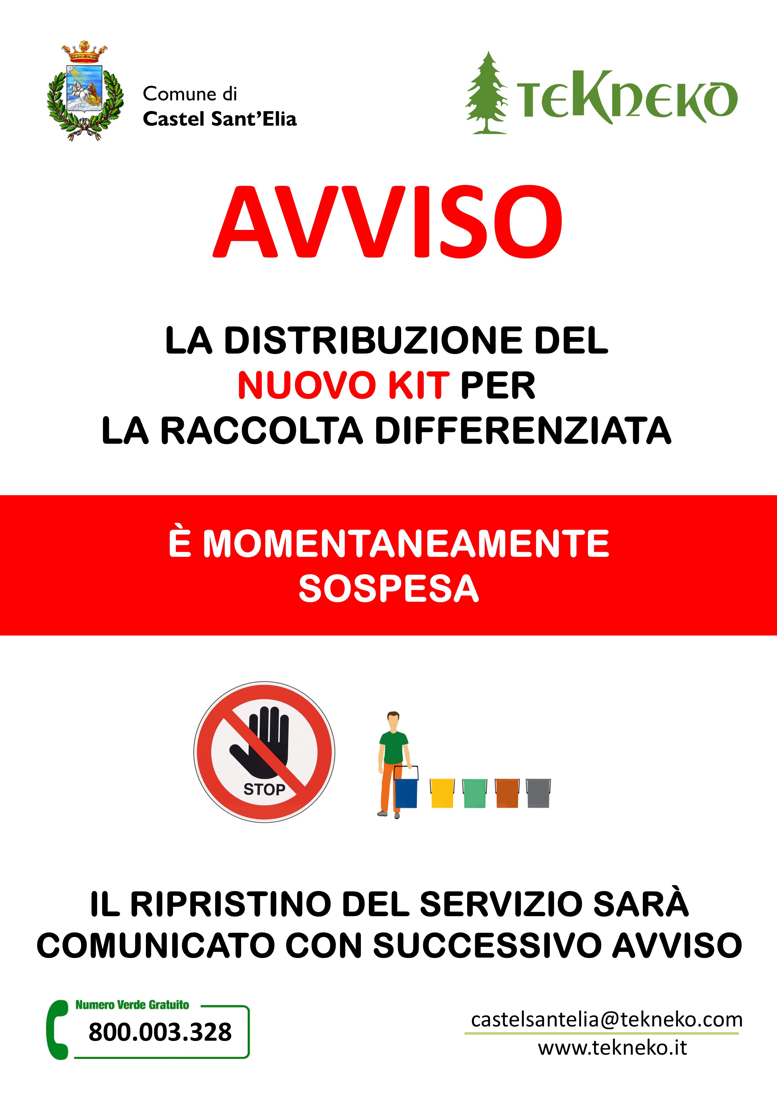 Avviso sospensione distribuzione Kit Raccolta Differenziata