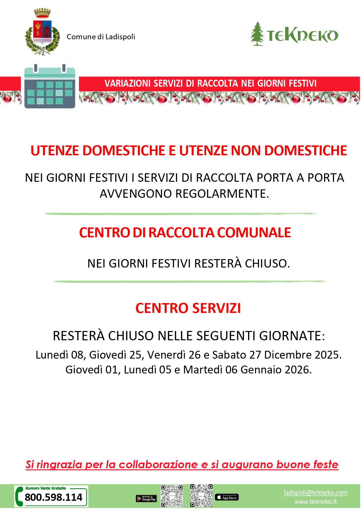 Festività dicembre 2025