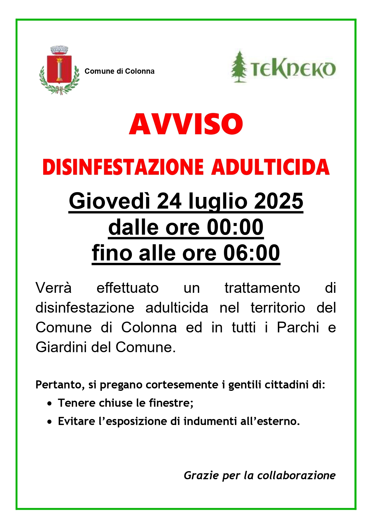 DISINFESTAZIONE ADULTICIDA 24.07.2025