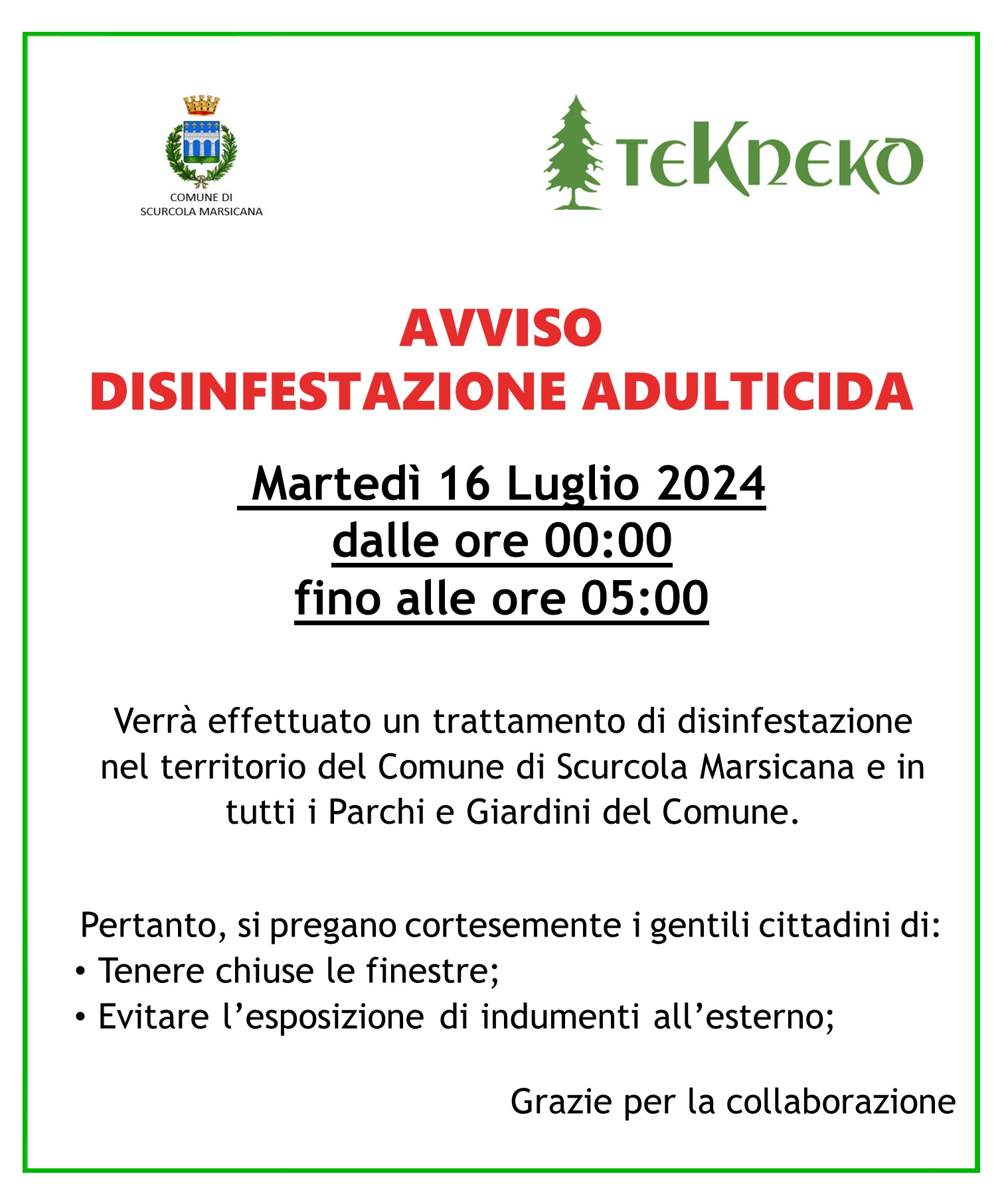 Disinfestazione Adulticida 16 Luglio