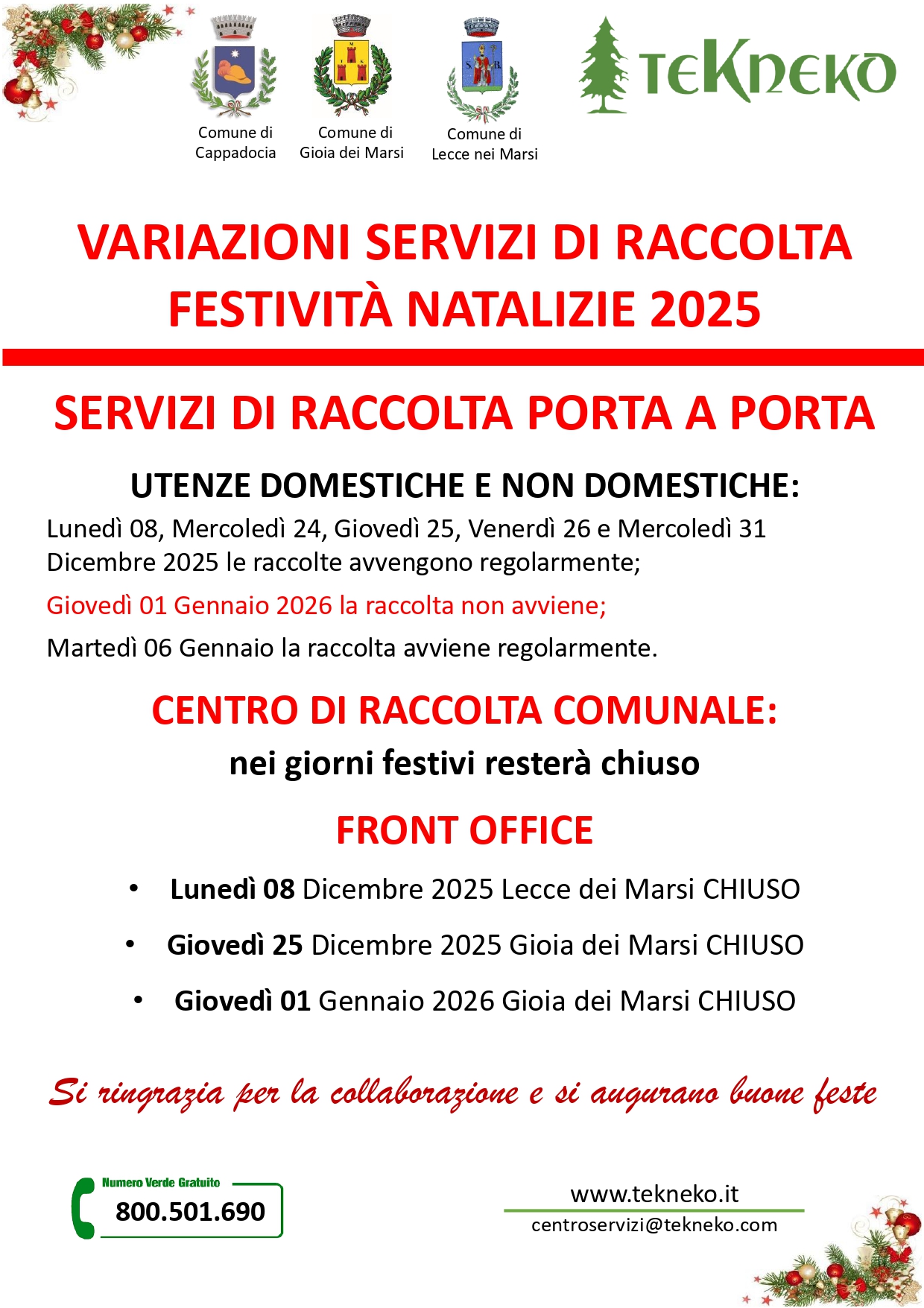 Festività dicembre 2025