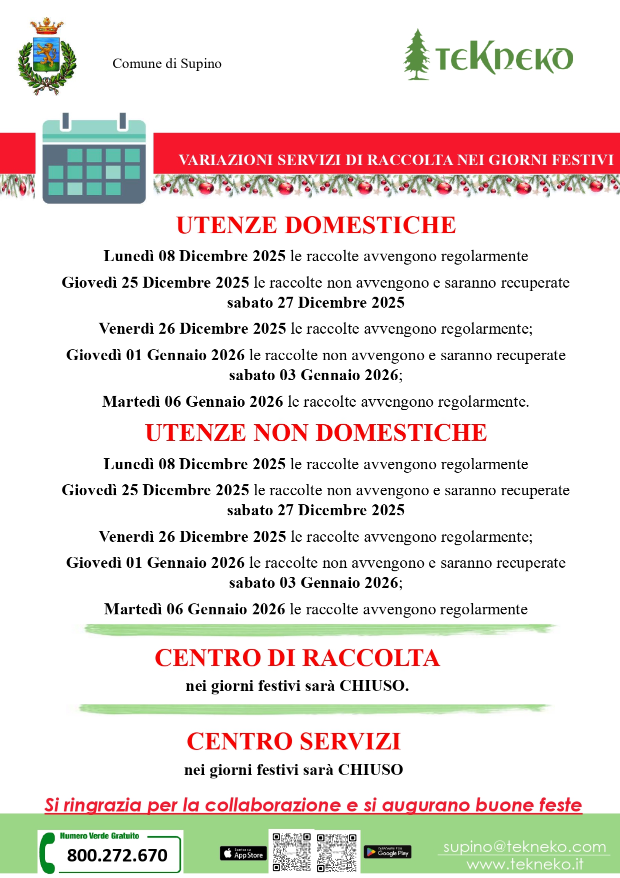 Festività dicembre 2025