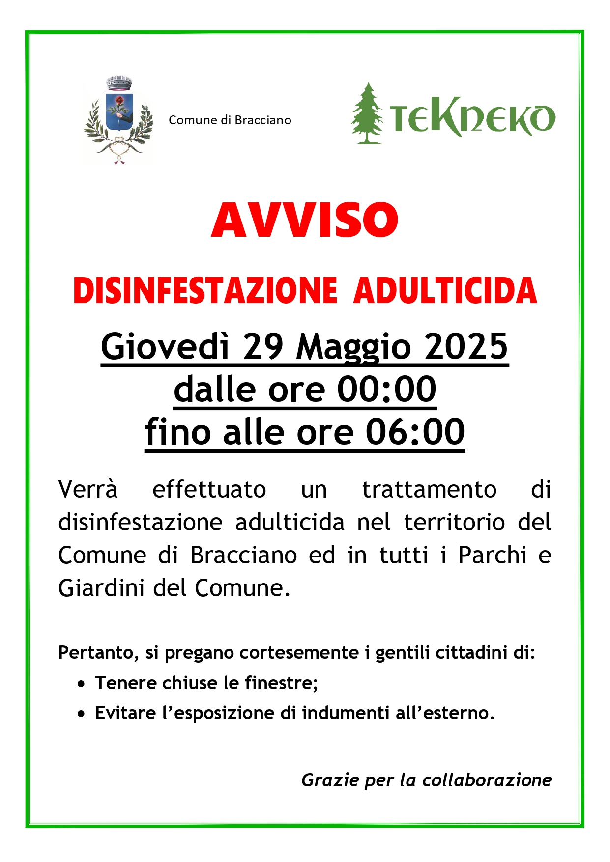 DISINFESTAZIONE BRACCIANO