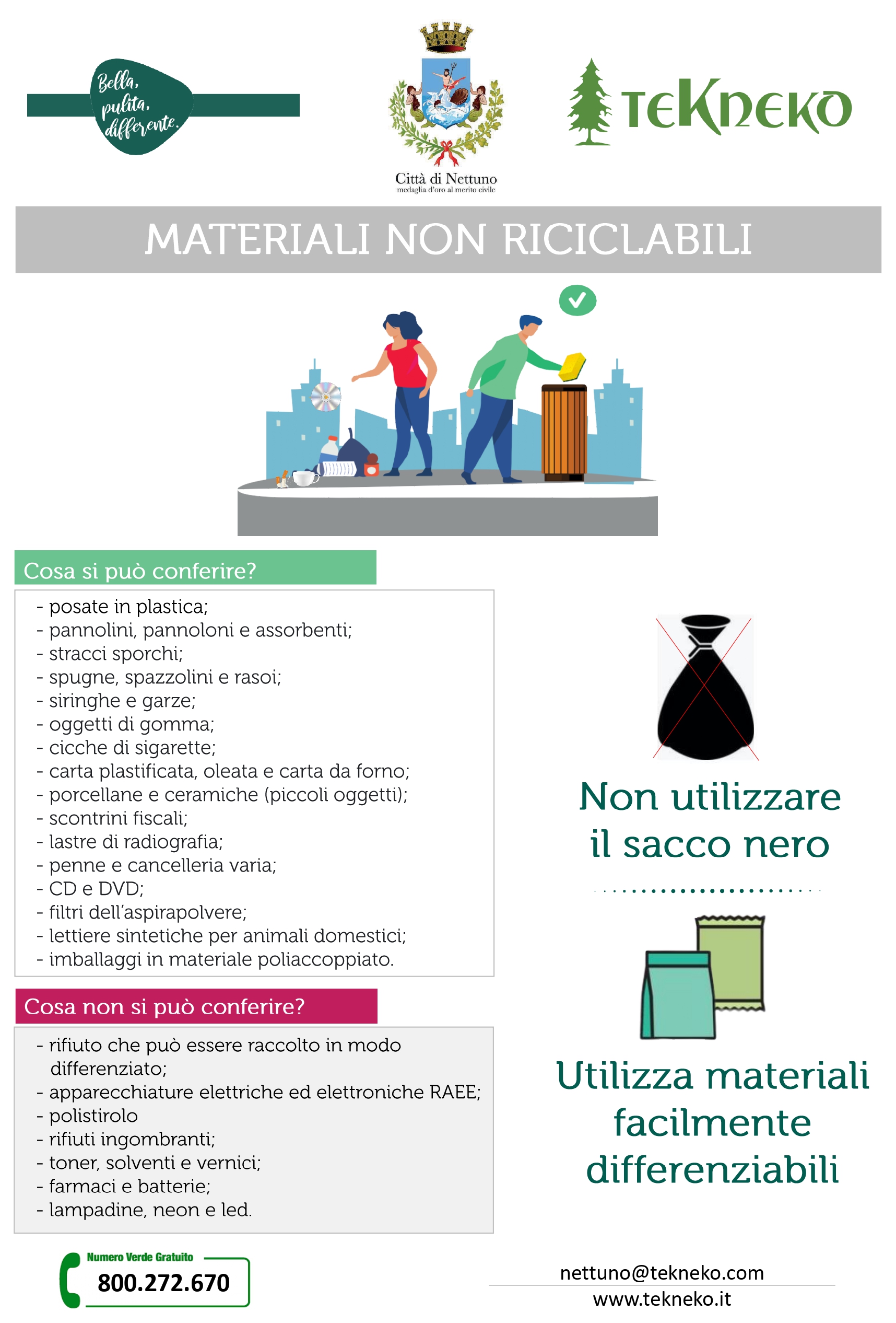 Regole per una corretta raccolta dei Materiali non Riciclabili