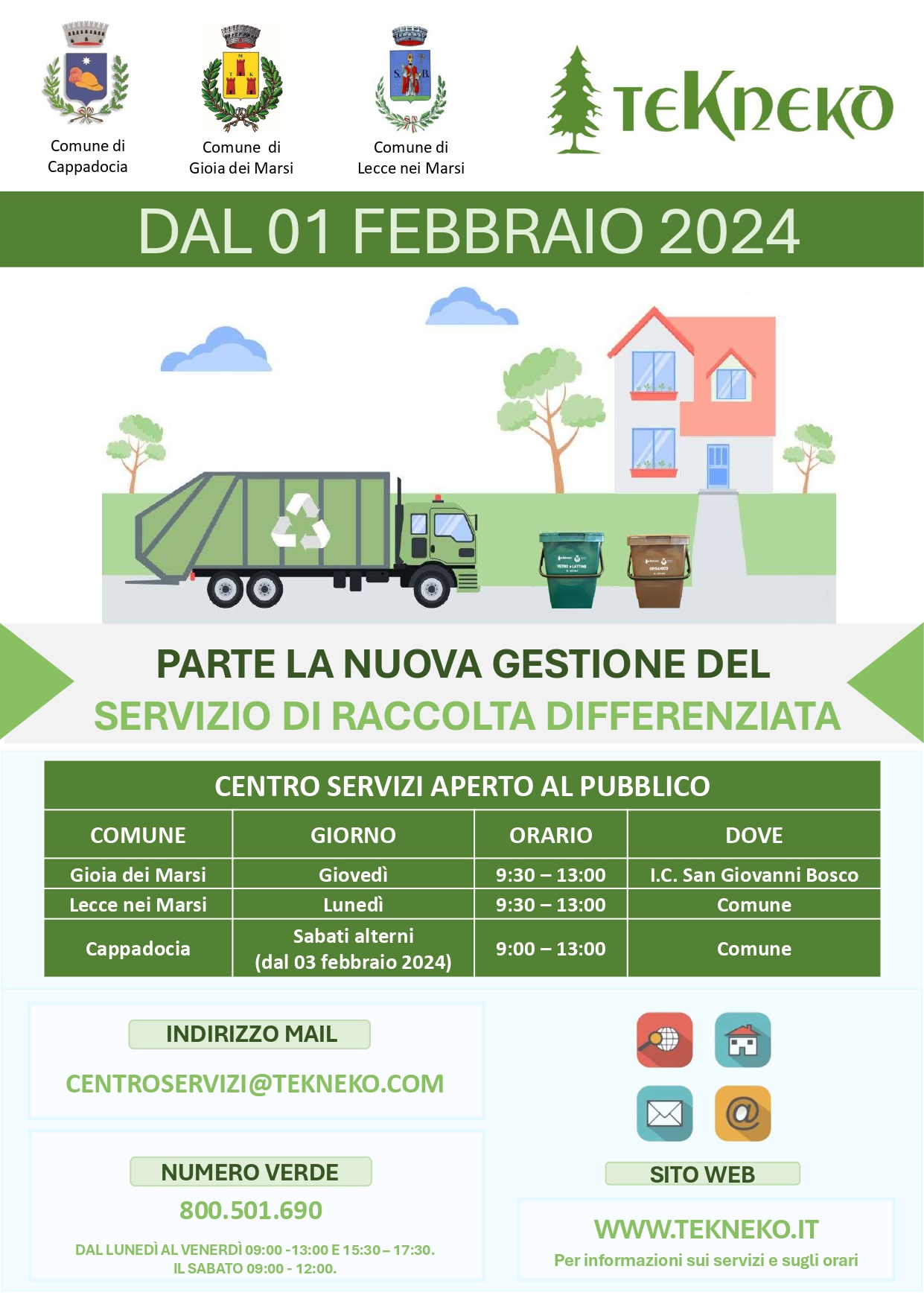 Prende il via la nuova gestione dei servizi di raccolta differenziata