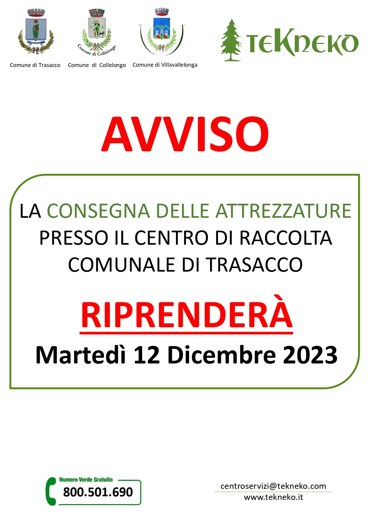 Ripresa consegna delle attrezzature CR Trasacco