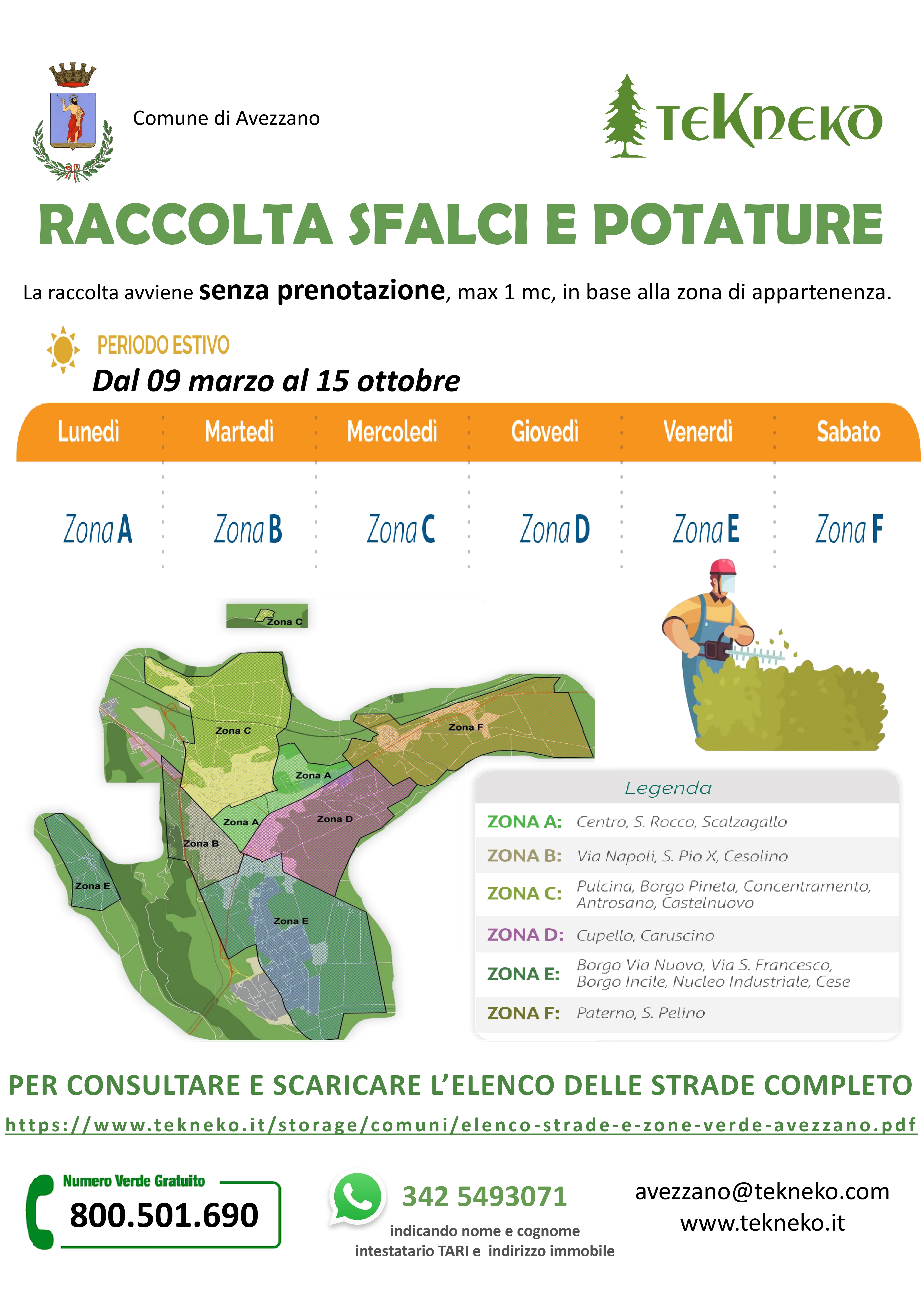 Raccolta a domicilio sfalci e potature nel comune di Avezzano dal 09 marzo al 15 ottobre 2026