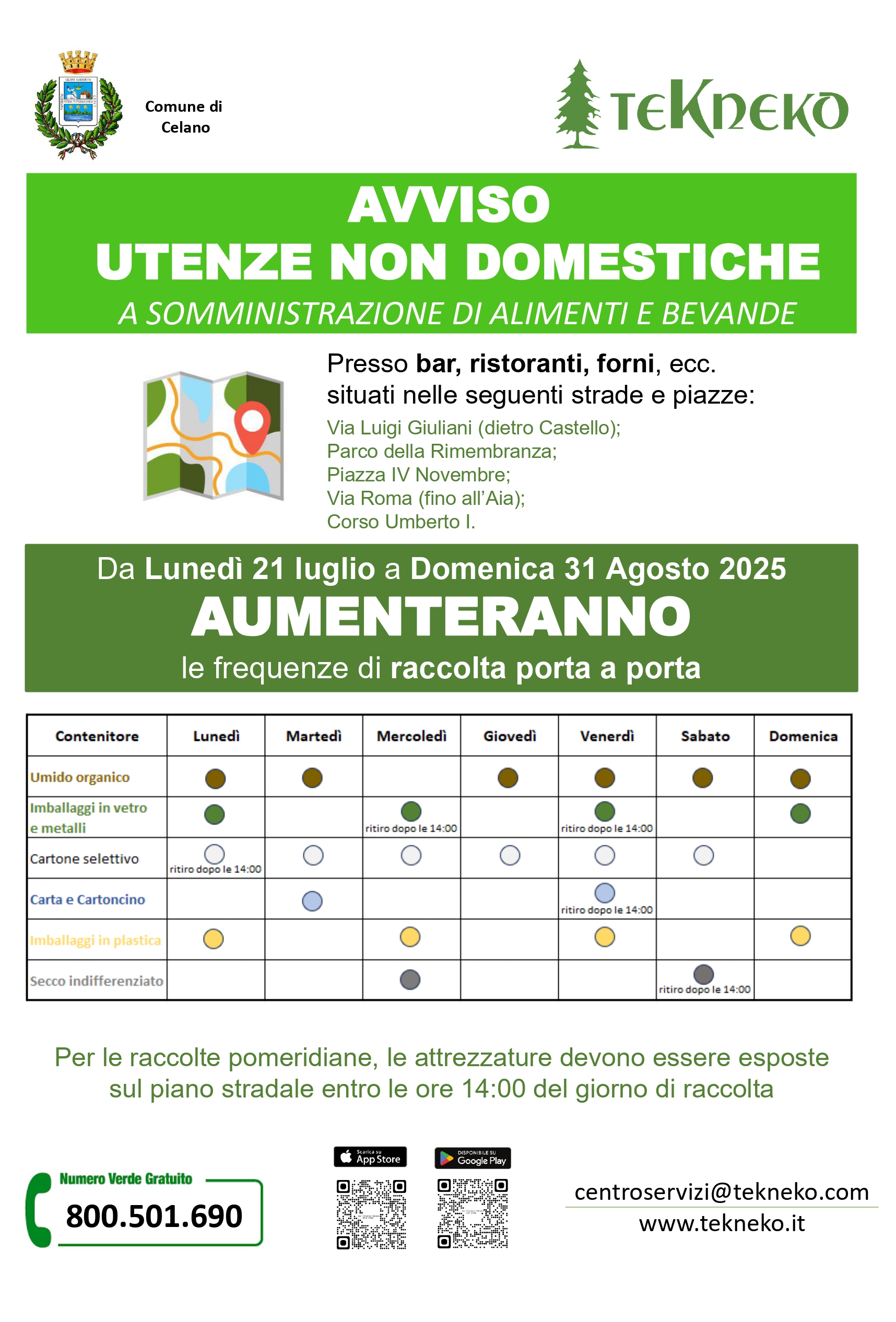 Calendario estivo UND somministrazione alimenti ebevande centro storico Celano