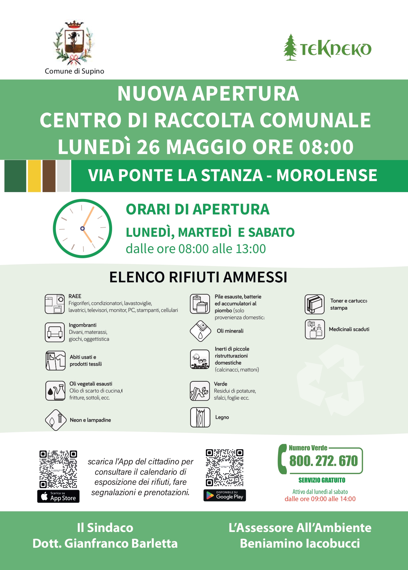 NUOVA APERTURA CENTRO DI RACCOLTA COMUNALE