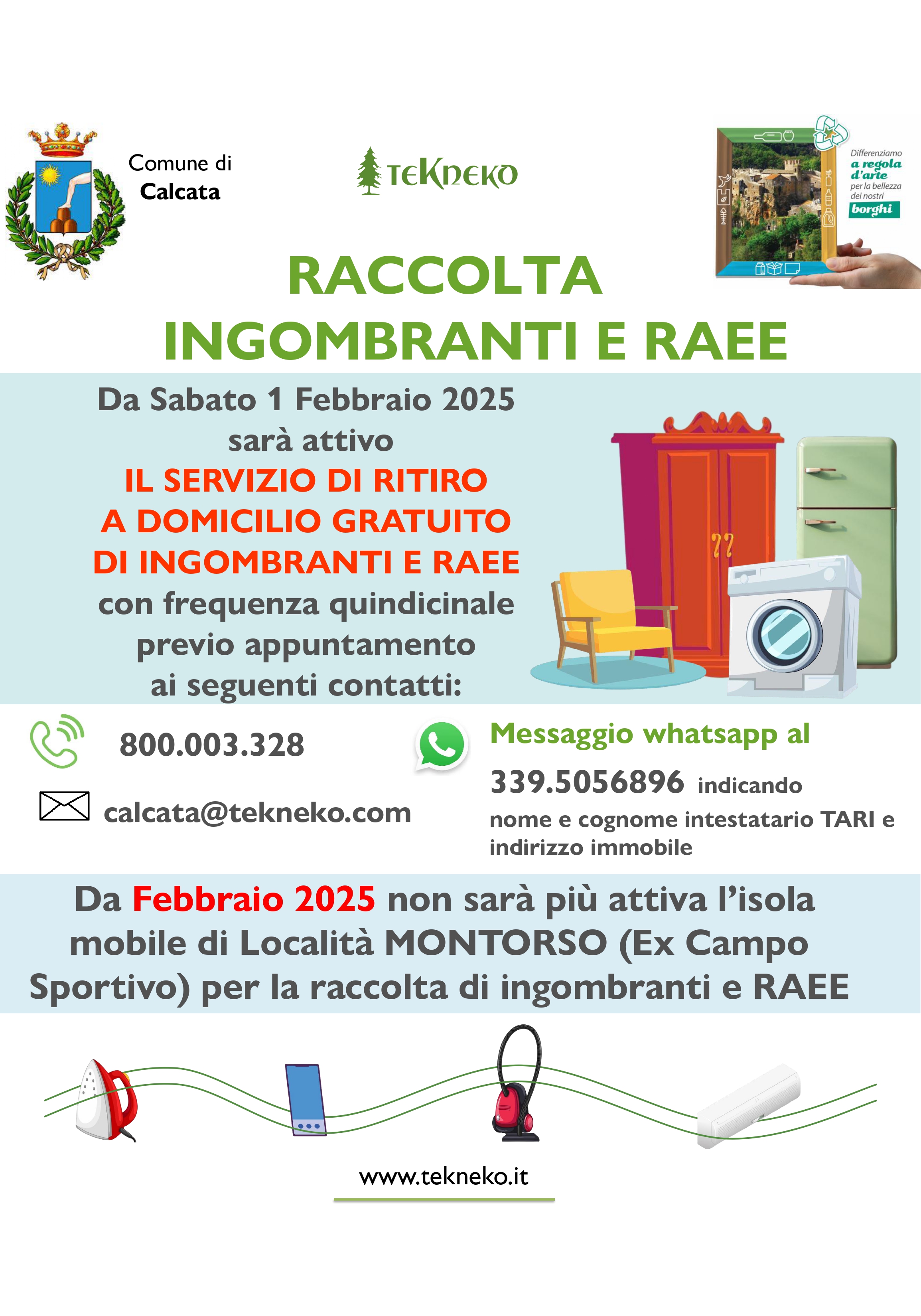RITIRI A DOMICILIO INGOMBRANTI E RAEE
