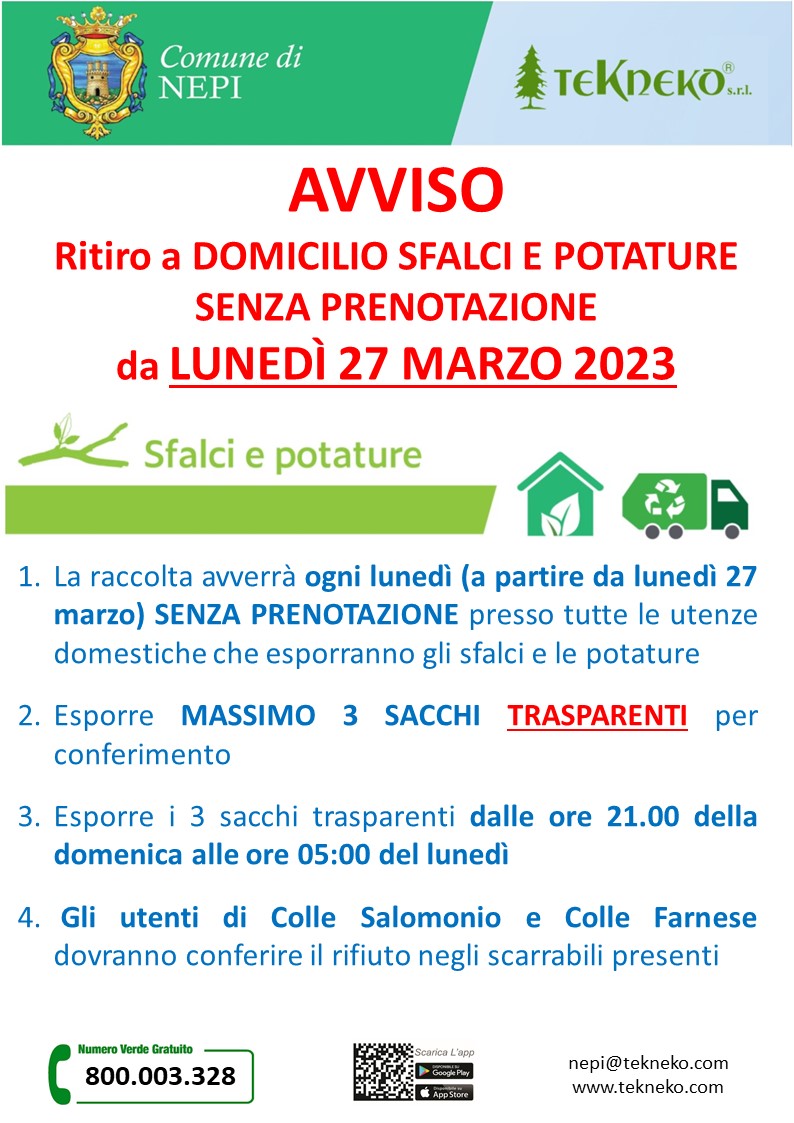 Ritiro a domicilio di sfalci e potature