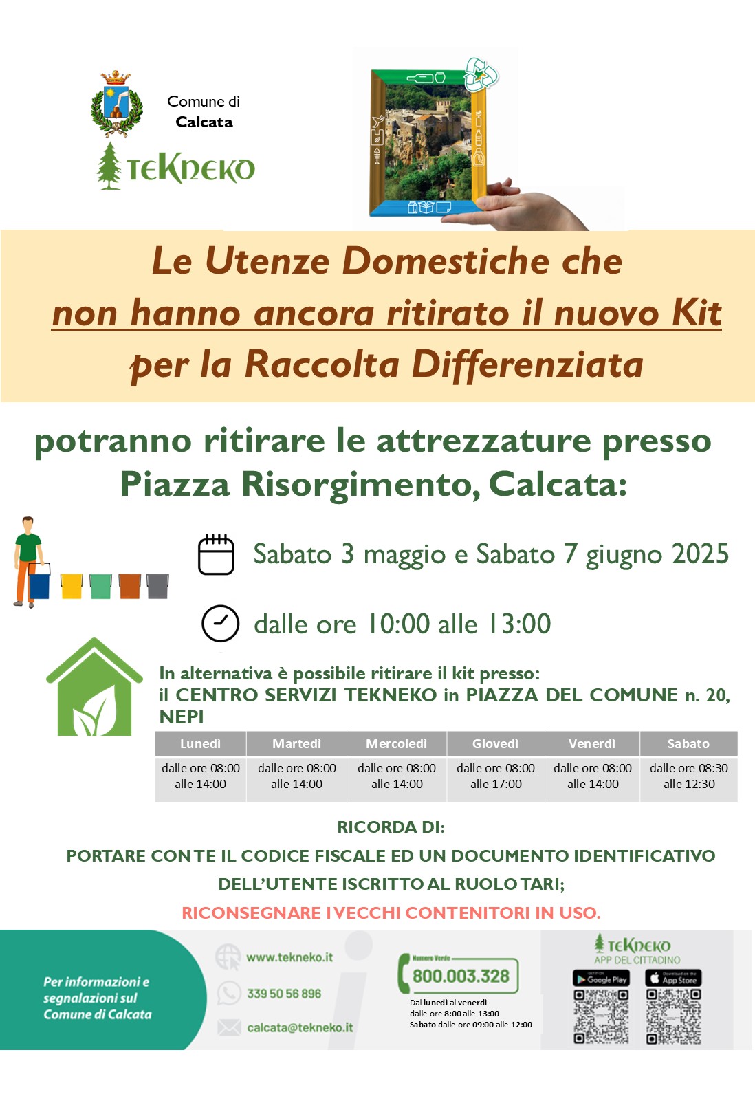 Locandina distribuzione aggiuntiva Nuovo Kit Raccolta Differenziata